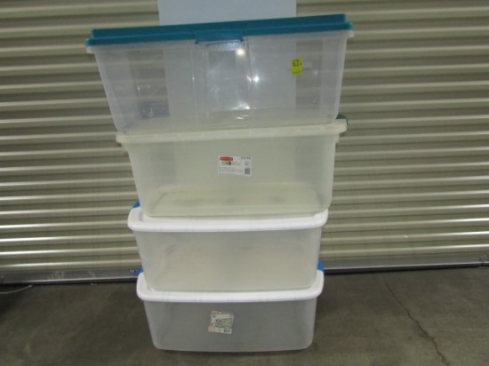 4 Large Size Clear Storage Tubs W/ Lids  (LOCAL PICK UP ONLY)