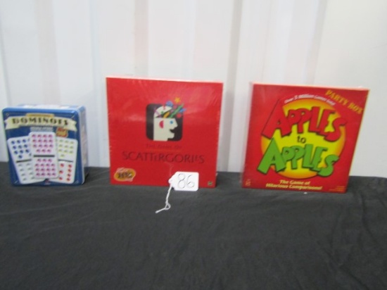 3 N I B Board Games: Collector's Dominoes, Scattergories And Apple To Apples