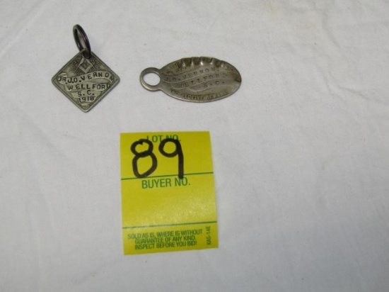 2 Antique Circa 1918 Luggage / Doctor's Bag I. D. Tags