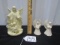 Porcelain Angel Looking Over Children And 2 Porcelain Angel Candle Holders