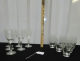 6 Etched Stemware Glasses And 6 Etched Tea Glasses
