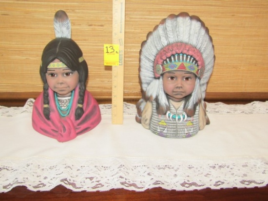 Ceramic Child Native American Boy And Girl By Kathleen Beyak