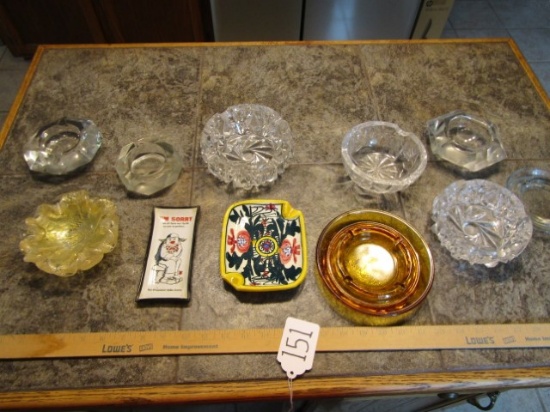 Lot Of 11 Vtg Ashtrays (LOCAL PICK UP ONLY)