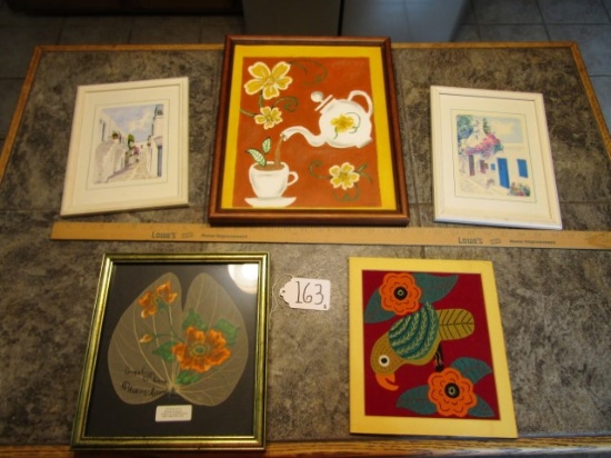 3 Prints, 1 Aplique And A Painting (LOCAL PICK UP ONLY)