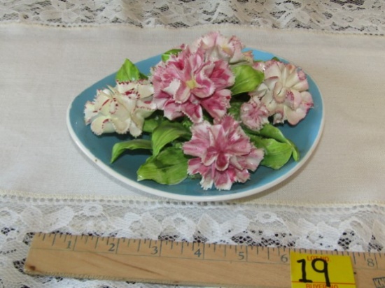 Vtg Porcelain Dish Of Flowers By Crown Staffordshire