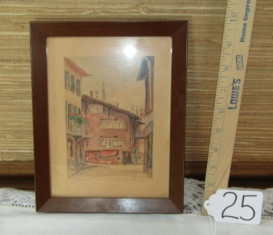 Vtg Original Watercolor " Zermatt " Signed By Friedrich Huster