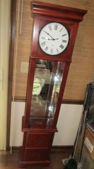 Bernard Quartz Grandmother Clock In Oak Cabinet (LOCAL PICK UP ONLY)