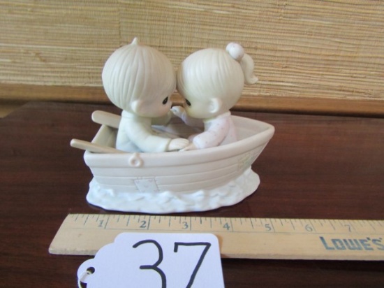 1985 Porcelain Precious Moments Figurine: Friends Never Drift Apart