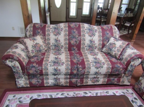 Beautiful Fabric Sofa W/ Throw Pillows By American Furniture  (LOCAL PICK UP ONLY)