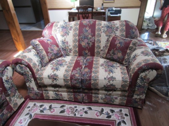 Fabric Love Seat W/ Throw Pillows By American Furniture (LOCAL PICK UP ONLY)