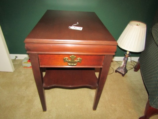 Solid Cherry Wood End Table W/ Drawer And Under Storage  (LOCAL PICK UP ONLY)