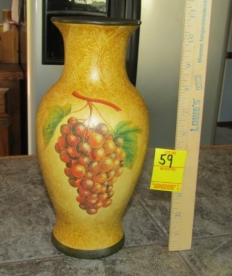 Nice Ceramic Vase W/ Grape Cluster Design
