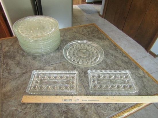 Set Of 12 Lead Crystal 9 1/4" Plates And 2 Matching Condiment Trays (LOCAL PICK UP ONLY)