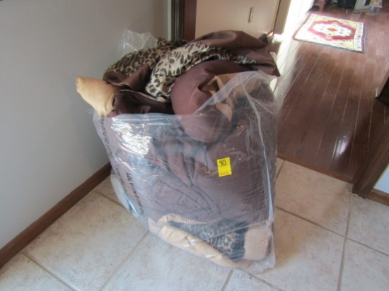 King Size Comforter, Shams, Bed Skirt And 3 Throw Pillows (LOCAL PICK UP ONLY)