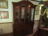 Cherry Wood 2 Piece China Cabinet W/ Touch Lighting In Top (LOCAL PICK UP ONLY)