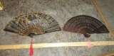 2 Vtg Oriental Hand Fans