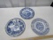 3 Different Vtg Cobalt Blue Dinner Plates