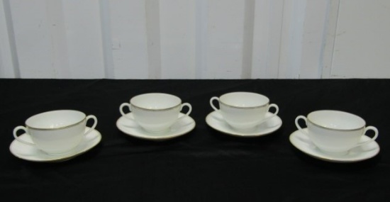 Antique Set Of 4 L S And S Carlsbad, Austria Porcelain Cups And Saucers