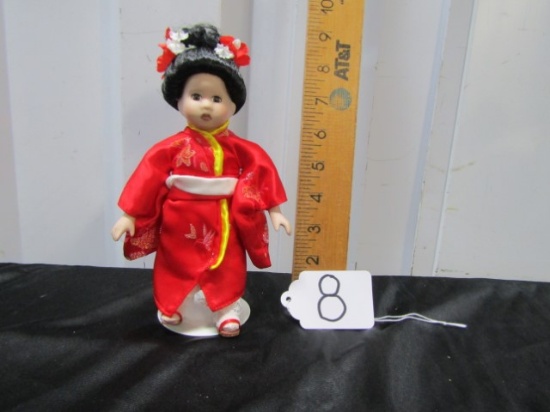 Porcelain Japanese Geisha Doll W/ Stand