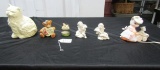 Home D‚cor Lot: Ceramic Cat, Teddy Bear, Porcelain Trinket Box, 2 Porcelain