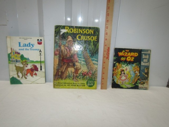 3 Vtg Children's Books: 1981 Lady And The Tramp; 1952 Robinson Crusoe