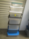 Lot Of 7 Small To Medium Plastic Storage Tubs W/ Lids (NO SHIPPING)