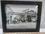 Old 1920s Photograph Of A Gas Station In Virginia In A Wood Frame