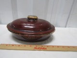 Vtg Hull Pottery Covered Brown Drip Casserole Dish