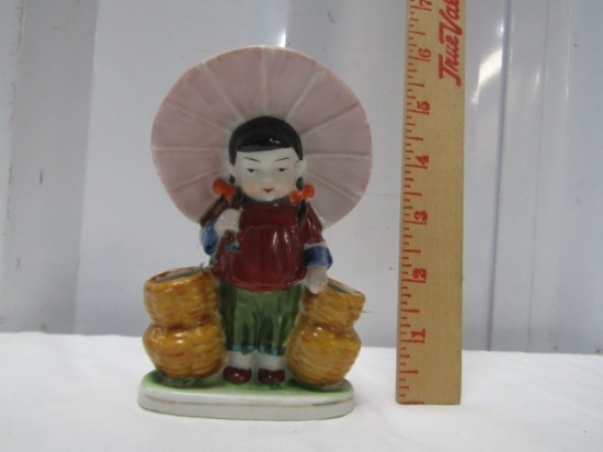 Vtg 1947-1952 Ucagco Occupied Japan Asian Girl In Paddy Hat Toothpick