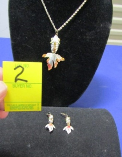 1/20 Gold Filled Matching Articulated Earrings And Necklace Koi Fish