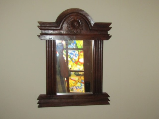 Carved Solid Oak Wood Wall Mirror (Local Pick Up Only)