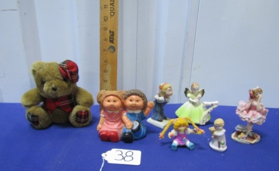 Miscellaneous Children's Lot: Cabbage Patch Kids, Plush Bear And Figurines