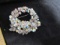 Christmas Wreath Pendant Or Brooch W/ Aurora Borealis Stones