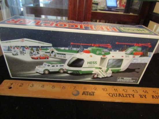 N I B And Vtg 2001 Hess Helicopter W/ Motorcycle And Cruiser