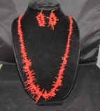 Coral Necklace W/ Matching Earrings