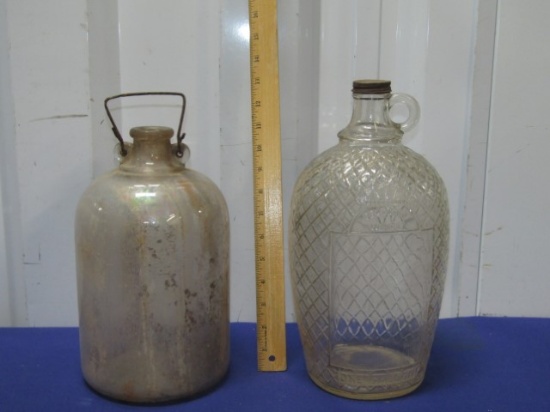 2 Primitive 1 Gallon Glass Jugs