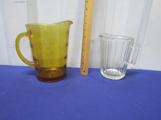 2 Vtg Glass Pitchers