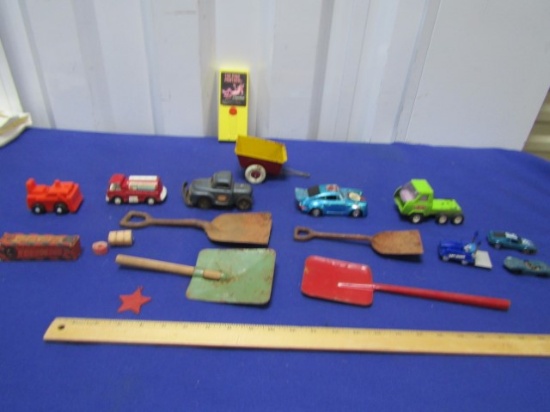 Lot Of Various Vtg Toys: Cars, Trucks, Caps, Sand Shovels, Etc