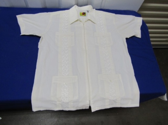 Never Used The Genuine Haband Guayabera 4 Pocket Zip Front Shirt