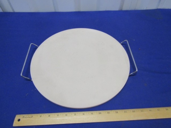 15 1/4" Pizza Stone W/ Chromed Metal Rack