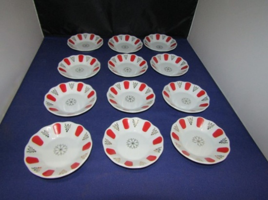 Set Of 12 Genuine Hard Porcelain Oil Dipping Dishes By Porland