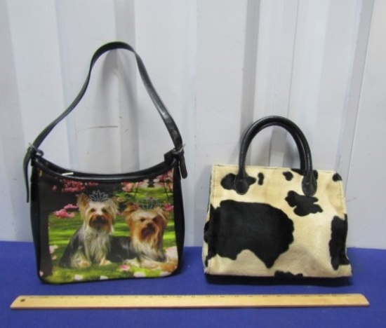2 Ladies Handbags: Terriers And Faux Fur