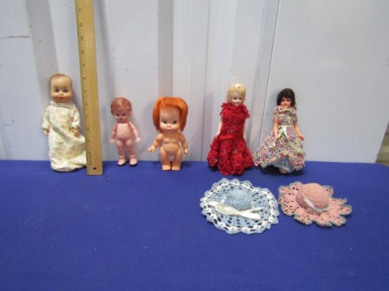 Lot Of 5 Vtg Small Dolls Including Effanbee And Knickerbocker