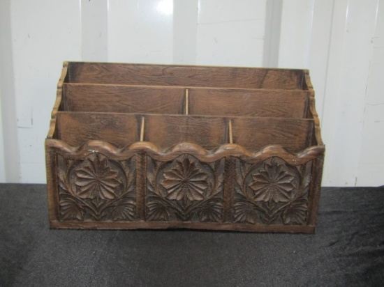Vintage 1960 Lerner Faux Wood Desk Organizer Bill Sorter