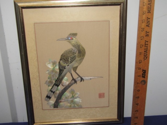 Vtg And Signed Chinese Silk Embroidery Art In 3 - D