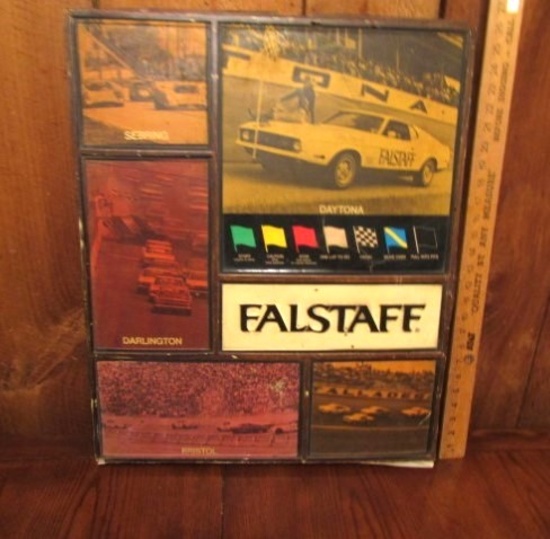 Rare Vtg Falstaff Plastic Racing Sign  (NO SHIPPING)