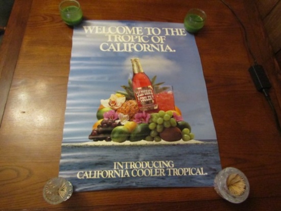 Vtg 1980s California Cooler Poster " Welcome To Thr Tropic Of California "