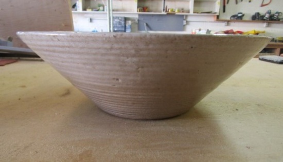 Large Antique Hand Spun Pottery Bowl