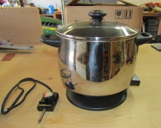 Never Used Cook's Essentials Stainless Steel Nonstick 8 Quart Electric Stock Pot