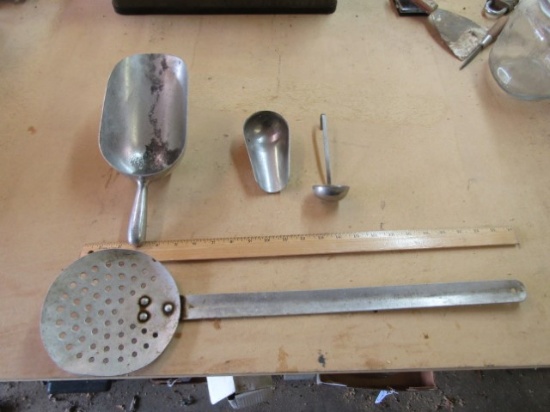 Aluminum Strainer Spoon, 2 Scoops And A Stainless Ladle